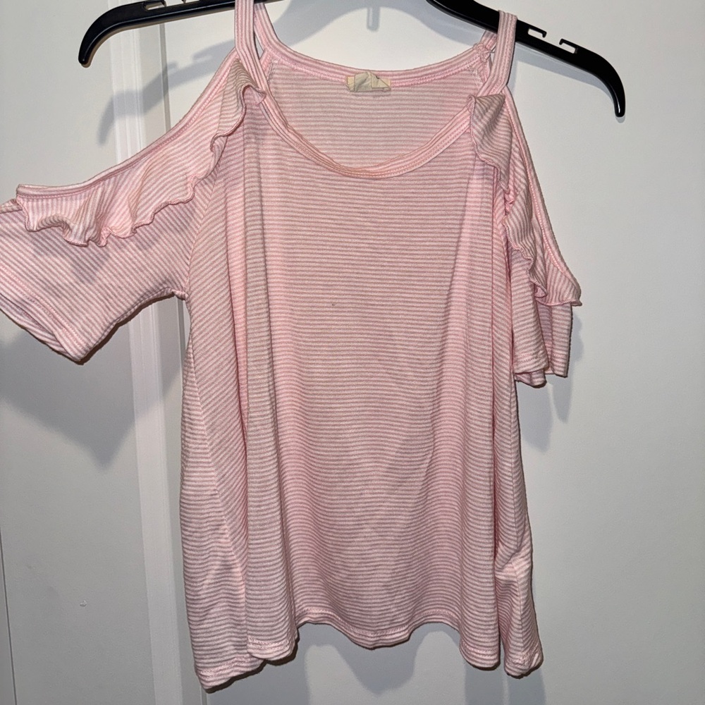 Caution to the Wind pink striped shirt